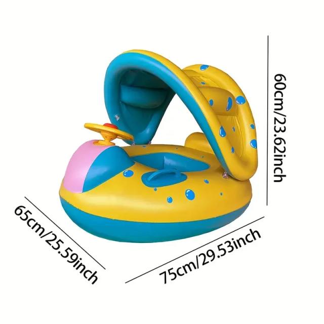 Anel Inflável Infantil com Guarda-Sol para Natação em PVC - Flutuador de Piscina Diversão Garantida