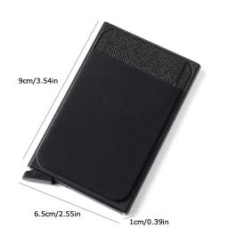 Carteira inteligente RFID para homens e mulheres, porta-cartões, metal, fina, fina, pop-up, minimalista, pequena, bolsa preta - Image 4