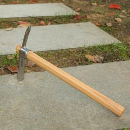 Picareta multifuncional enxada picareta de aço inoxidável resistente picareta machado mão com alça de madeira para acampamento ao ar livre jardim ferramenta mão - Image 5