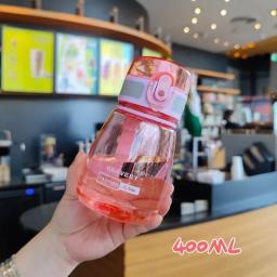 Garrafa de água plástica com canudos, Mini Big Belly Cup, Garrafa de água esportiva, Portátil Leakproof, Presente da menina do estudante, 400ml - Image 5