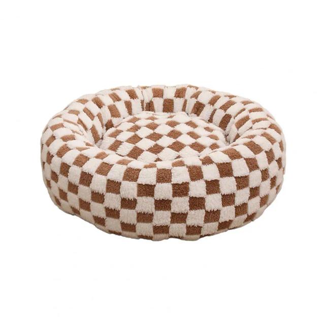 Cama de Donut Aconchegante para Gatos e Cães, Ninho de Pelúcia Redondo com Bordas Elevadas