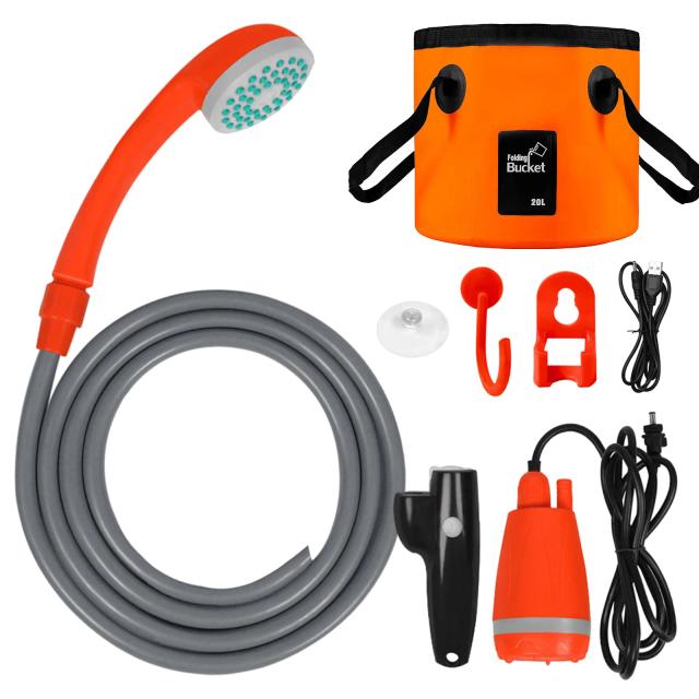 Chuveiro Portátil para Acampamento com Mangueira de 2m, Carregamento USB e Bateria de Longa Duração pro 1