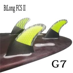 Barbatanas de prancha de surf BiLong FCS II G7 Propulsor de fibra de vidro favo de mel com carbono tamanho L Quilhas Surf Tri Fins Wakeboard Barbatanas de fraqueza - Image 4