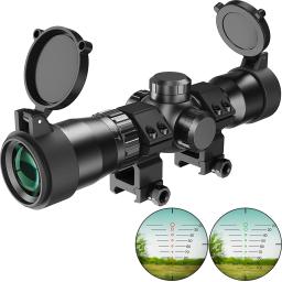 1.5-5x32 besta escopo retículos gravados vermelho/verde iluminado caça rifle escopo 300-425fps ajuste de velocidade mira besta - Image 1
