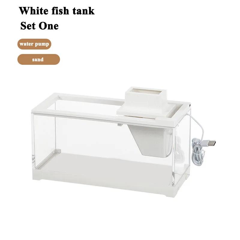 Pequeno Criativo Mini Tanque De Peixes, Mesa De Aquecimento Silencioso, Produtos De Aquário De Desktop, Aquário Tropical, Aquário Silencioso, Casa - Image 1