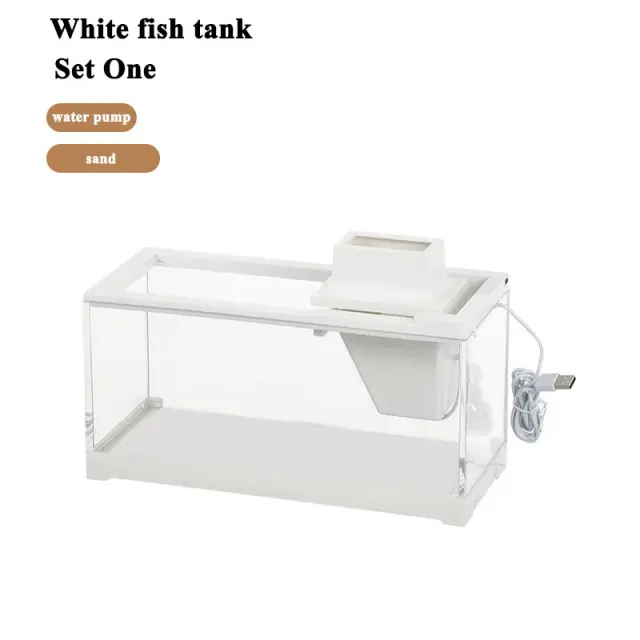 Mini Aquário Tropical Silencioso com Mesa de Aquecimento - Pequeno e Criativo para Ambientes de Trabalho
