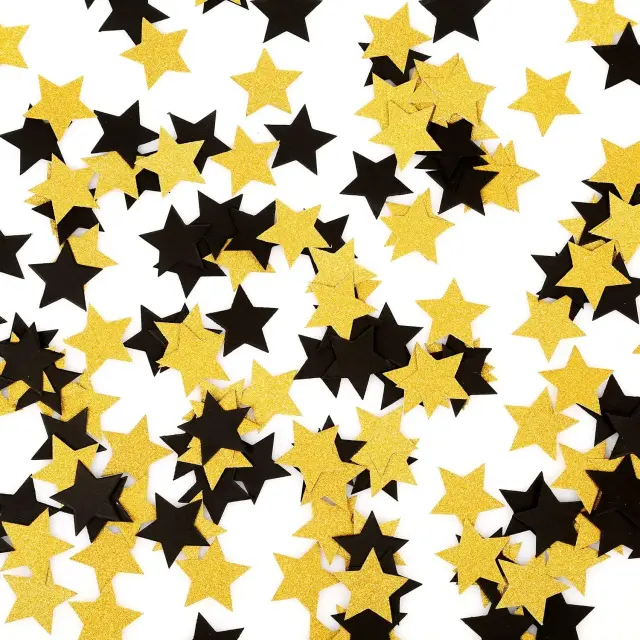Confete Glitter Dourado para Decoração de Mesa em Festas de Casamento - 200 Unidades de 1,2 cm com Estrelas