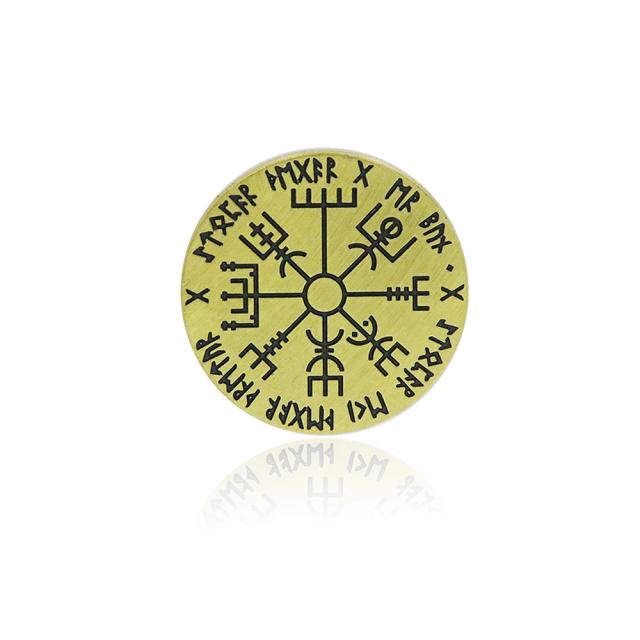 Coleção de Moedas Viking: Numeração da Moeda Bússola, Staves Runa Mágica e Ornamento Vegvisir como Talismã de Lembrança