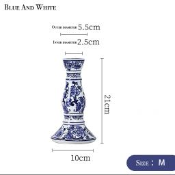 Castiçal tradicional de porcelana azul e branca, design oriental, vela dendrítica decorativa chinesa de Feng Shui, 2 peças - Image 6