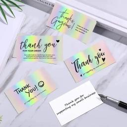 50 peças cartão de agradecimento para apoiar pacote de negócios decoração "espreguiçoso obrigado" cartão de visita cartão laser feito à mão - Image 4