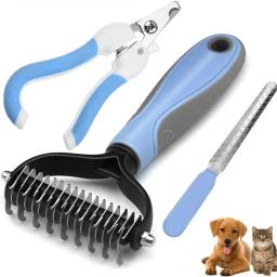 Dupla Face Cabelo Remoção Escova Pet Pele Nó Cortador Dog Grooming Derramamento Ferramentas Pente de Gato, Nail Clippers, Aparadores, 2023 - Image 1
