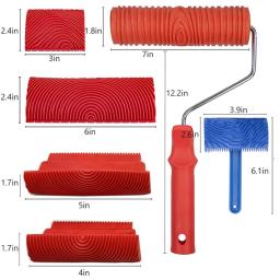 Rubber Texture Roller Brush, Imitação De Madeira De Graining, Pintura De Parede, Decoração Para Casa, Art Embossing, Ferramentas DIY, 6pcs - Image 6