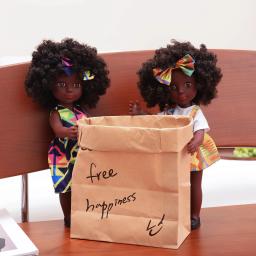 Boneca preta africana americana de uma peça de 14 polegadas com cabelo cacheado – presente perfeito para meninas no aniversário – conjunto completo incluído - Image 3