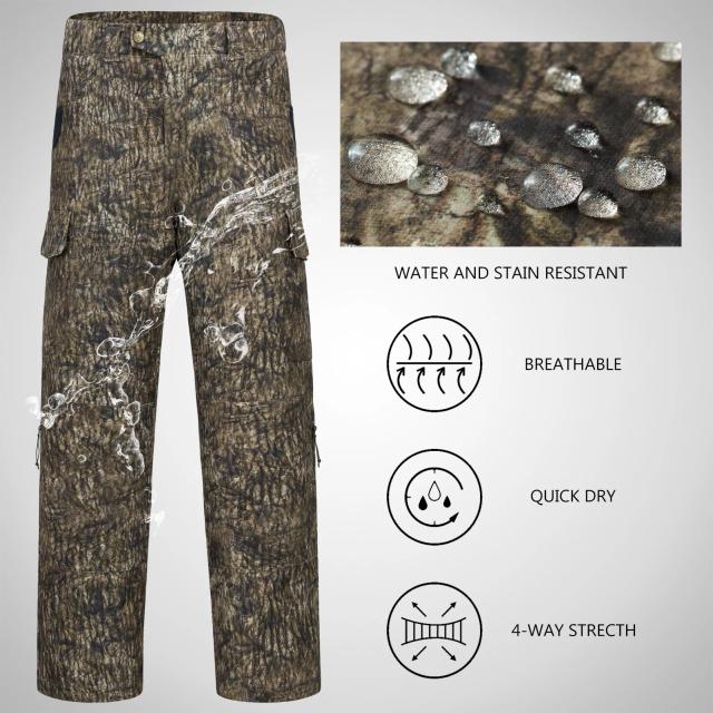 Calças de Caça e Pesca à Prova d'Água para Homens Bassdash com Camuflagem e Bolsos com Zíper