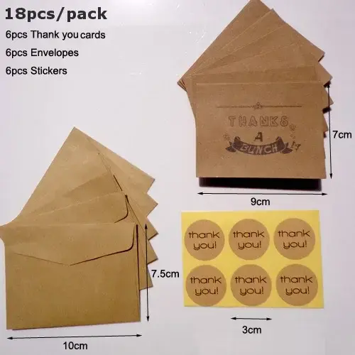 Conjunto de 6 Envelopes de Papel Kraft com Selos Adesivos para Casamento - Estilo Retro em Marrom