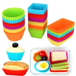 Copos de cozimento reutilizáveis Cupcake Silicone, Conjuntos de forros de muffin antiaderente Bento Lunch Box, Moldes De Bolo De Pastelaria, Multicolor - Image 1
