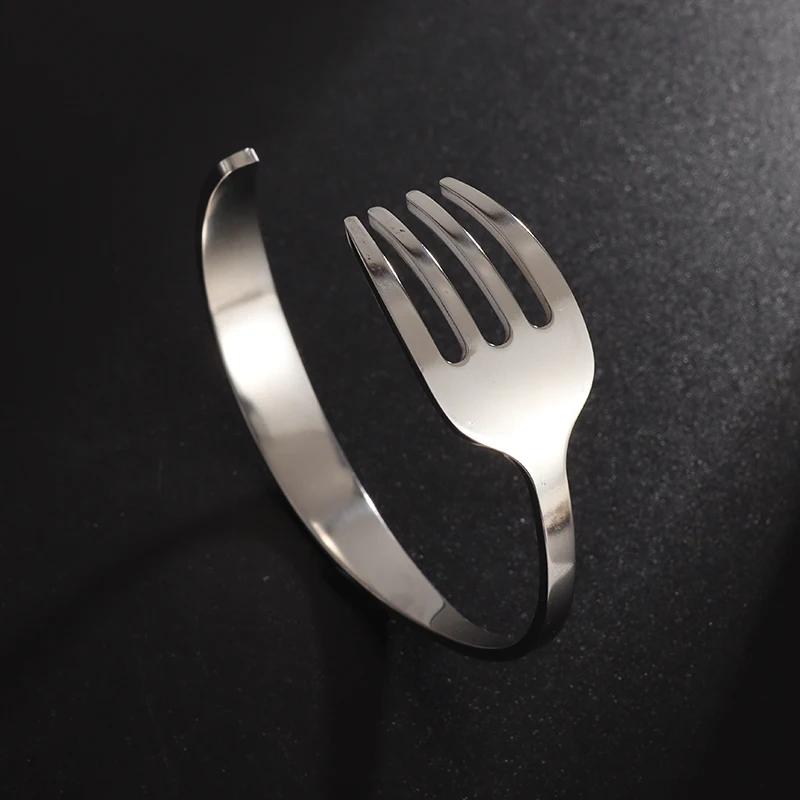 Pulseira de aço inoxidável Faca e Garfo Garfo para Homens e Mulheres, Design Criativo, Amizade, Punho de Braço, Aberto, Divertido, Tendência, Jóias - Image 1