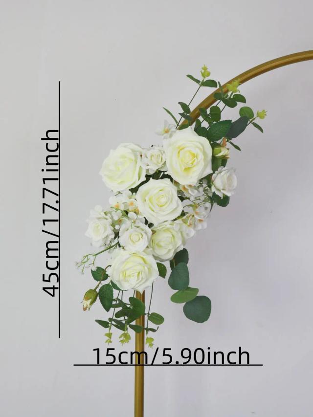 Arranjo de Flores Artificiais com Arco e Cortinas para Casamentos e Recepções