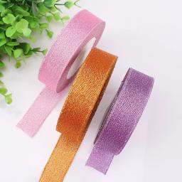 Fita para costura, fita metálica, dourada e prateada, glitter, organza, para artesanato, tecido, festa de natal, casamento, presente, embrulho, 25 jardas (0.6cm-4cm) - Image 2