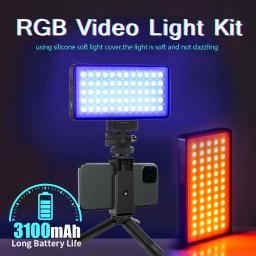 LED RGB Vídeo Fotografia Luz, Preencher Camera Lighting Panel, CRI95 +, 2500-9000K, Suporte do telefone, Vlog, Live Streaming, DSLR - Image 2