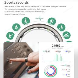 Monitor de Saúde Anel Inteligente Dinâmico para Homens e Mulheres, Medição de Freqüência Cardíaca, Registro de Exercícios, Stress Testing, SmartRing, Pk R02, R03 - Image 4