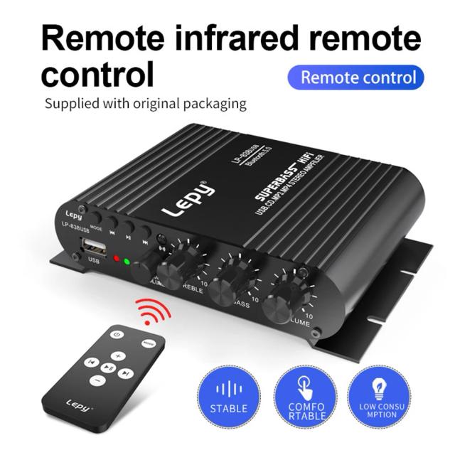 Amplificador de Potência Bluetooth 5.0: Som Potente com Graves e Agudos, Entrada RCA e Saídas de 38W x 2 + 50W em 12V, 3 Canais