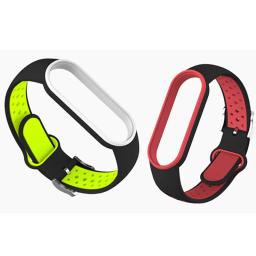 Pulseira de silicone para xiaomi mi banda 5, 6, esportes, respirável, substituição, duas cores - Image 2