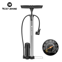 West biking 160psi bomba de bicicleta medidor alta pressão bola inflator ar mtb ciclismo acessórios presta schrader bomba bicicleta estrada - Image 1