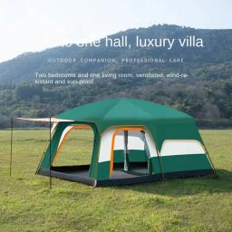 Tenda de camada dupla e um salão espessamento Rainproof Outdoor Camping dois quartos, 5 a 8 pessoas - Image 2