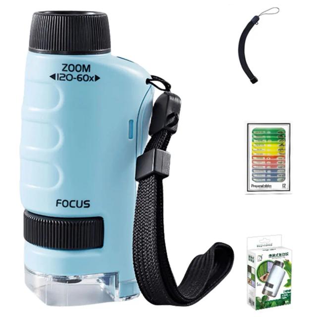 Microscópio portátil compacto para experimentos científicos - presente ideal para meninos e meninas, com aumento de 60-120X