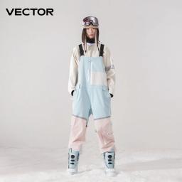 Vector grosso das mulheres dos homens calças de esqui macacão reto macacão babador de esqui à prova dwindproof água inverno quente à prova vento esportes ao ar livre snowboard - Image 2