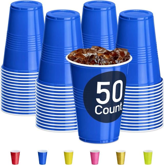 Conjunto de 10 Copos Descartáveis de 16oz para Festa Beer Pong e Bebidas Variadas