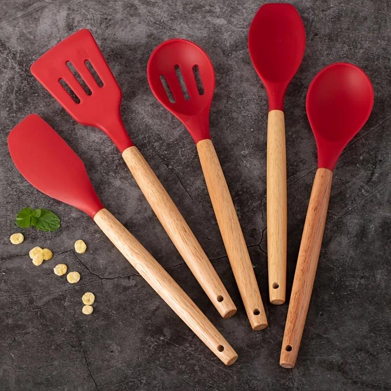 Silicone utensílio conjunto com suporte plástico, 14pcs - Image 1