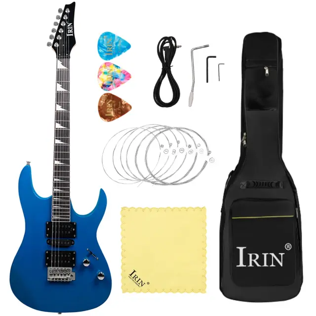 Guitarra Elétrica Azul IRIN com Acessórios Completo: Saco, Amplificador, Sintonizador e Mais