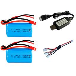 Bateria Recarregável LIPO, 7.4V, 700mAh, 14500, FT007, Barco RC, Lancha rápida, Syma F1, FX059, Aeronave 2s - Image 3