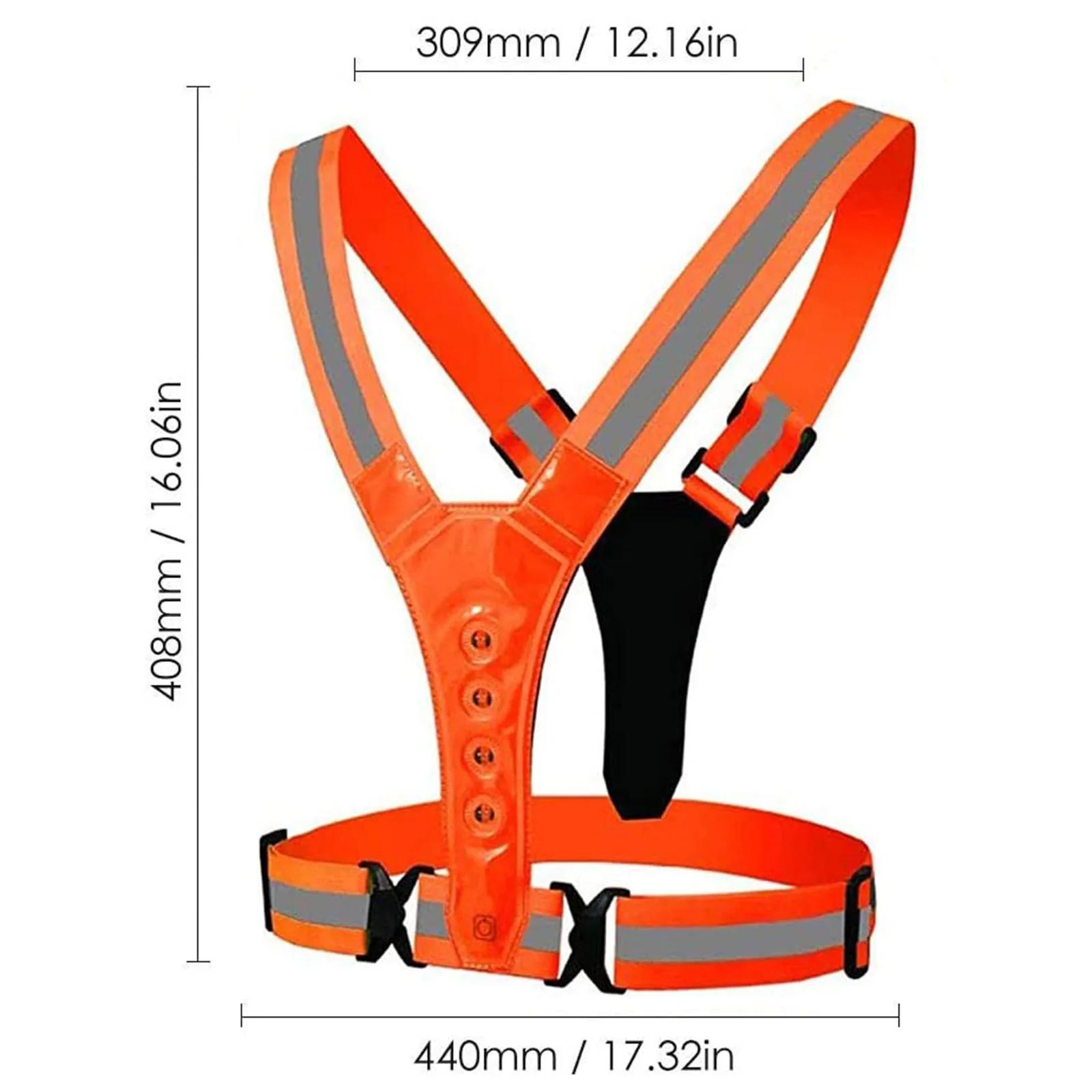 Colete Refletivo LED para Noite, Correias ajustáveis, Colete de segurança para ciclismo, USB Recarregável, 3 modos de luz - Image 1