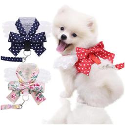Laço cinta de peito trela tração chicote de fios corda ponto onda floral padrão anti-escape ajustável gatos cães kit suprimentos para animais de estimação - Image 4