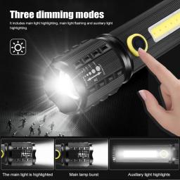 Lanterna LED de Alta Potência, Ultra Brilhante, Contas T6 Lâmpada, Tocha Impermeável, Zoomable, 5 Modos de Iluminação, USB Multi-função, Holofote - Image 3