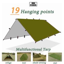 Leve impermeável Tent Tarp, Abrigo de Sobrevivência, Toldo Toldo, Tactical Sun Shelter, Camping ao ar livre, 4x4, 3x4, 3x3, 19 Hang Points - Image 1