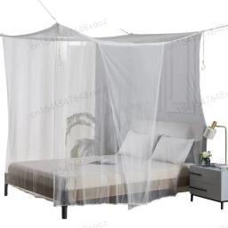 Branco quatro canto acampamento ao ar livre mosquito dossel net com saco de armazenamento inseto tenda proteção quarto rede cheia cama net grande - Image 4