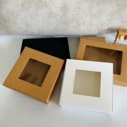 Caixas De Presente De Papel Kraft Com Janela De PVC Transparente, Caixas De Embalagem Para Festa, Doces Artesanais, Caixa De Presentes De Casamento, 10 Pcs, 20 Pcs, 50Pcs - Image 3