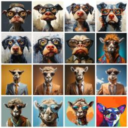 RUOPOTY-Pintura Por Números Starter Kit, Alpacas e Cães, Óculos de desgaste, Pintura Imagem, Art Supplies, Home Decor - Image 1