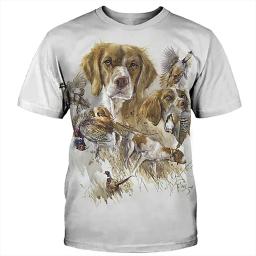 Camisetas estampadas para cães de caça masculinas, gola redonda, manga curta, tops gráficos para animais selvagens, camisetas casuais masculinas, camiseta de harajuku, verão - Image 3