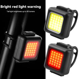 USB recarregável bicicleta dianteira traseira luzes LED, impermeável ciclismo acessórios, luz de advertência COB, 130LM, 80LM, 150mAh, tipo-C - Image 5