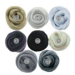Flor De Fibra De Lã e Animal Roving para Feltragem De Agulha, Fio para Mão Girando, Brinquedo DIY, 8 Cores por Conjunto - Image 3