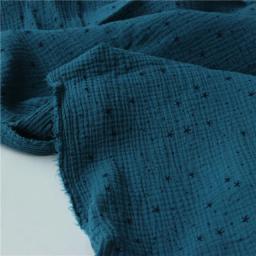 135*100cm tecido de algodão puro macio respirável gaze dupla crepe tissu estrela impressão tecido para bebê sleepwear têxtil natal - Image 5