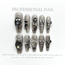 Ferroso Metal Diamante Mão Desenhada Unhas, DIY, Indústria Pesada, Handmade, Y2K, Pressione Unhas, Dicas Design, Manicure, Presente para Meninas - Image 6