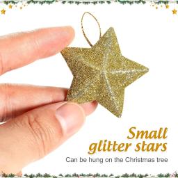 Glitter Star Ornamentos para Árvore de Natal, Pingente Pendurado, Decorações de Casa, Festa de Ano Novo, DIY, 6 peças por conjunto, 2025 - Image 5