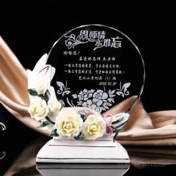 Flor Cerâmica Cristal Troféu, Autorização Personalizada Premiação, Presente Criativo para Amigos Prêmio, Home Decor Troféus Universal, 1Pc - Image 3