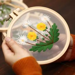 Transparente DIY Bordado Kit para Iniciantes, Costura Ponto Cruz Set, Padrão Flores, Costura Arte, Artesanato Pintura, Home Decor - Image 4